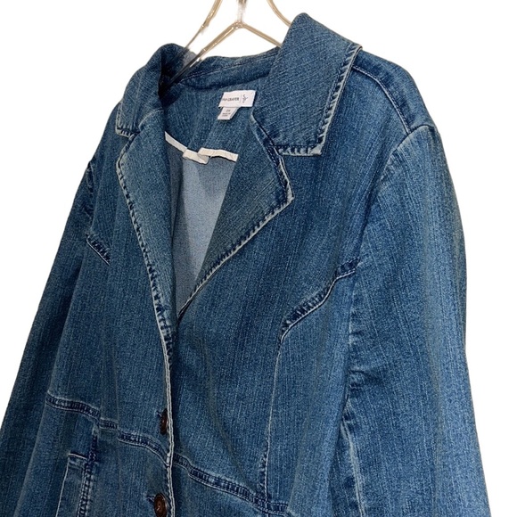 Susan Graver Button Jean~Denim Coat/Jacket~sz 2X - Picture 1 of 7